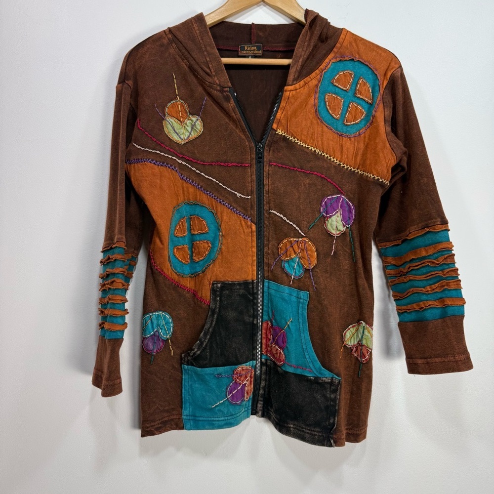 Rising International Patchwork Zip up Hoodie